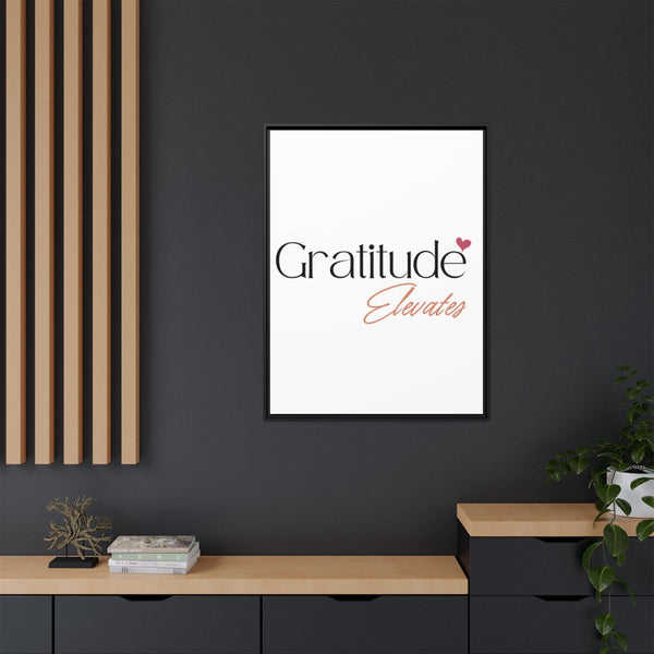 Multi-color framed Gratitude Elevates Matte Canvas, perfect for adding warmth and inspiration to any space