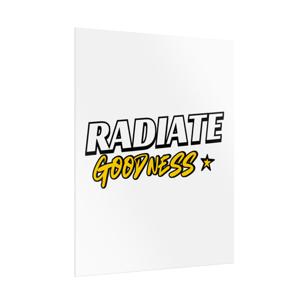 Colorful rolled posters with inspiring messages to radiate goodness