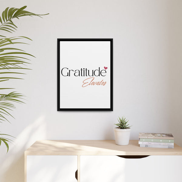 Vibrant multi-color framed Gratitude Elevates Matte Canvas, perfect home decor