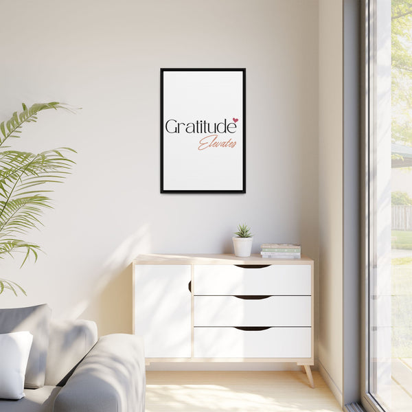 Beautiful multi-color framed matte canvas, Gratitude Elevates product for sale