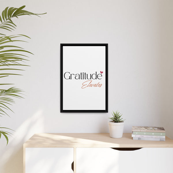 Colorful framed matte canvas showcasing the Gratitude Elevates product